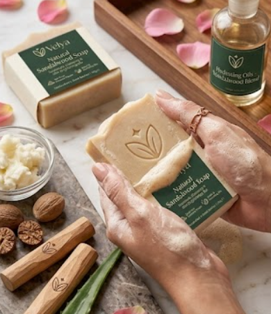 Natural Sandalwood Soap – Handmade Cleansing & Skin Brightening Bar